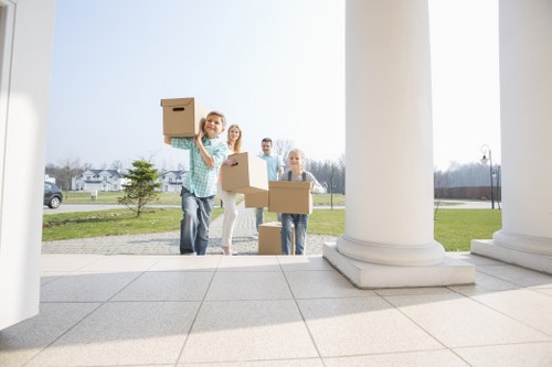 Office relocation planning in West Brompton with boxes and desks prepared for transport