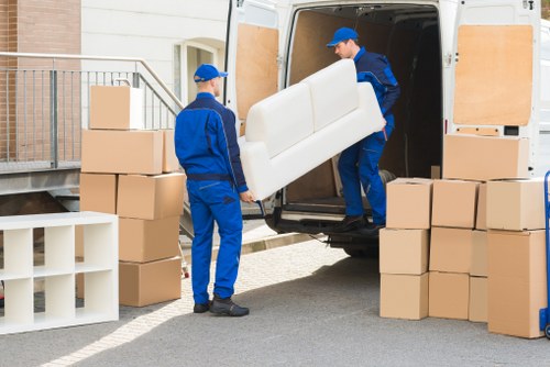 Boxes and packing supplies ready for a move in Westbrompton
