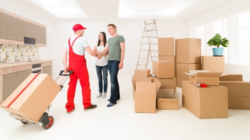 Professional moving van loaded with household items for transport