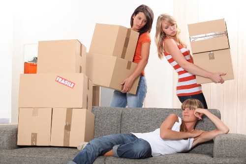 Moving van and boxes prepared for removals in West Brompton